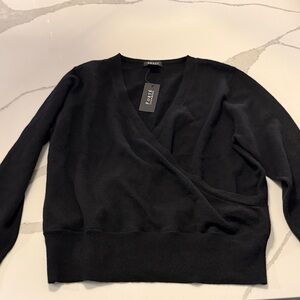 Forte Cashmere Elegant Black V-Neck Sweater